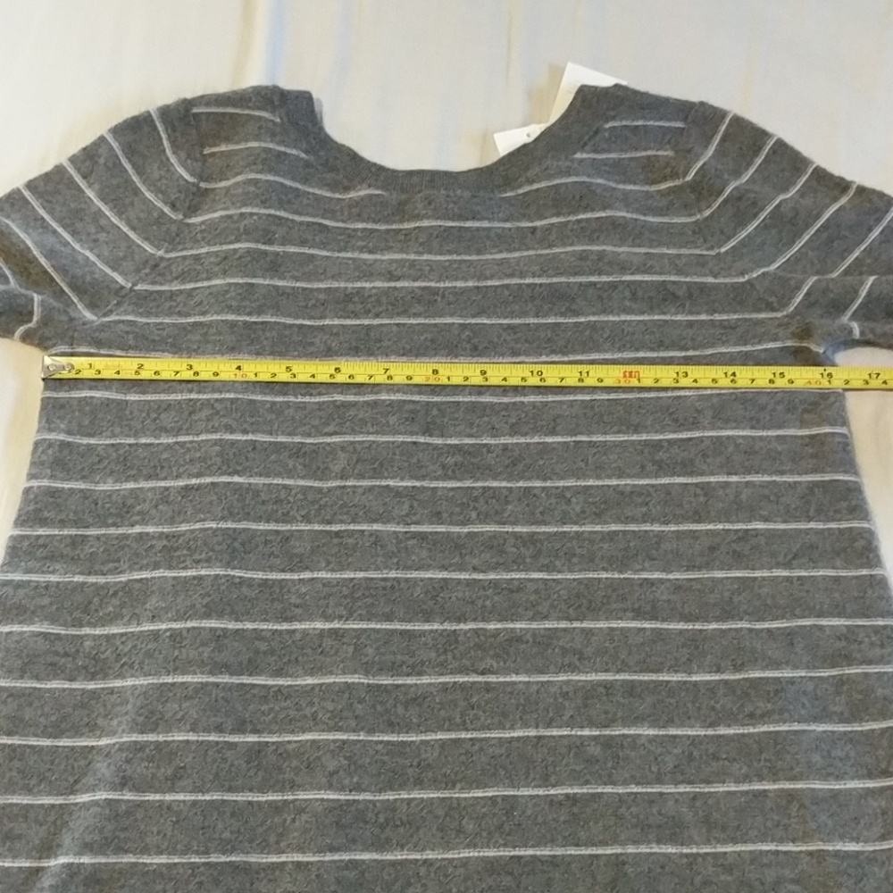 Vince Striped Cashmere Gray Sweater Bell Sleeve - Picture 6 of 8